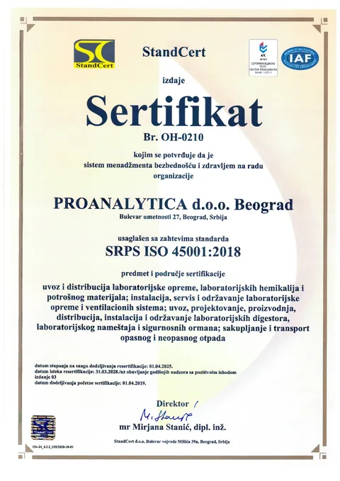 ISO 45001 certificate