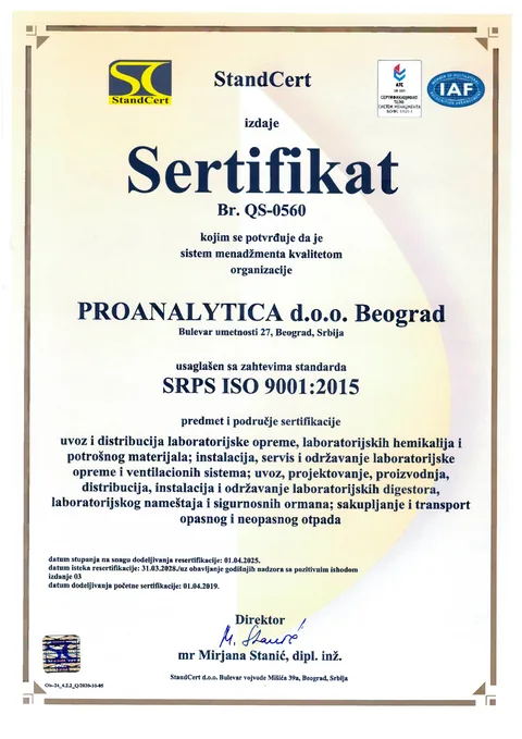 ISO 9001 certificate