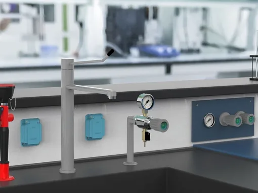 Laboratory taps, emergency shower and service outlets