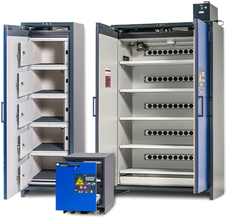Safety cabinet for lithium-ion batteries
